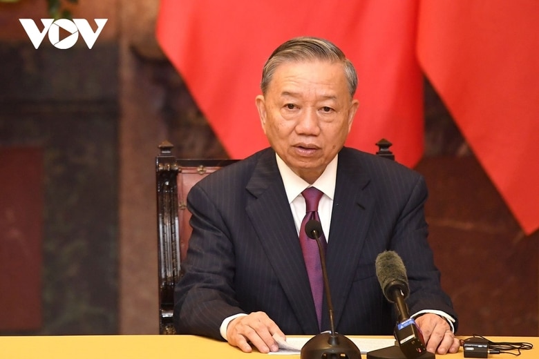 Chủ tịch nước Tô Lâm phát biểu tại cuộc họp báo.