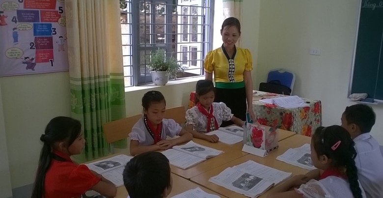 Một tiết học của cô trò Trường Tiểu học Võ Nguyên Giáp, huyện Điện Biên.