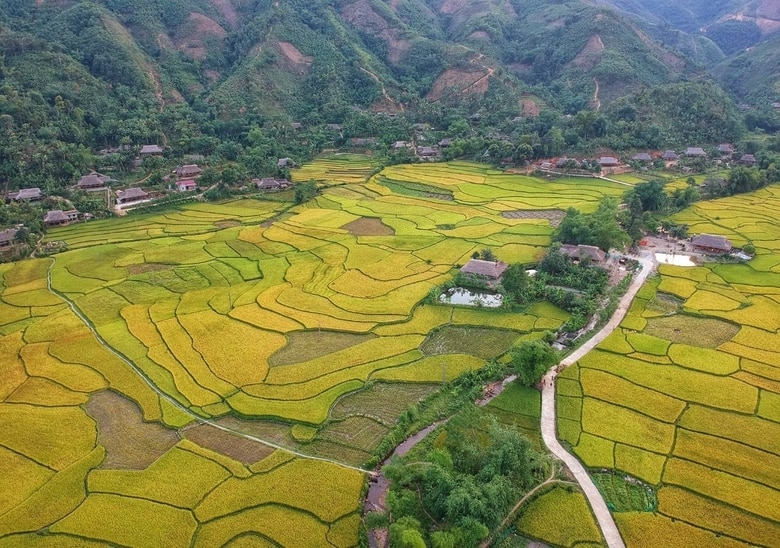 Bản làng của đồng bào Tày ở Nghĩa Đô.