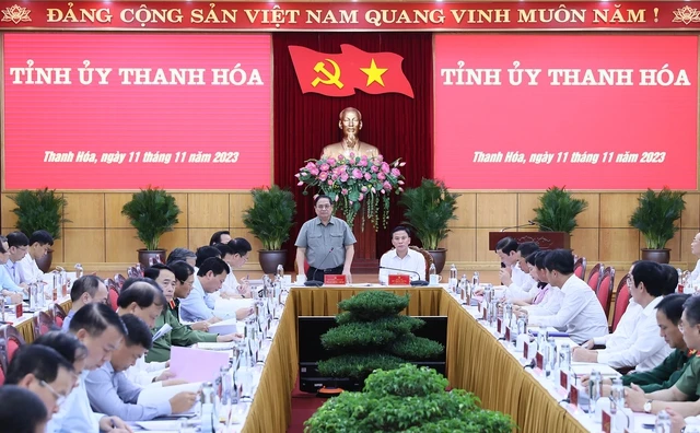 Thủ tướng Phạm Minh Chính phát biểu chỉ đạo tại cuộc làm việc. Ảnh: VGP/Nhật Bắc ảnh 2