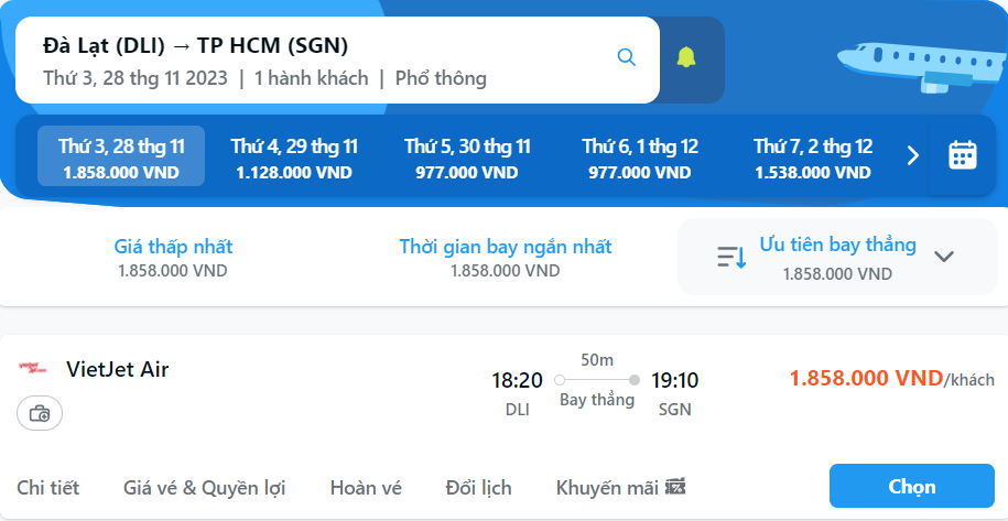 Khám phá tận hưởng hành trình Đà Lạt Sài Gòn với Vietnam Airlines trên Traveloka