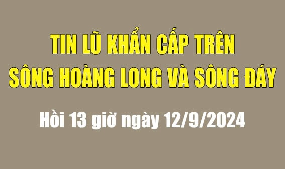 Tin lũ khẩn cấp trên sông Hoàng Long và sông Đáy (hồi 13h ngày 12/9/2024)