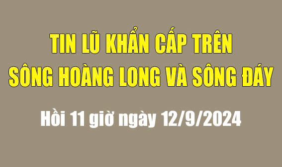 Tin lũ khẩn cấp trên sông Hoàng Long và sông Đáy (hồi 11 giờ ngày 12/9/2024)