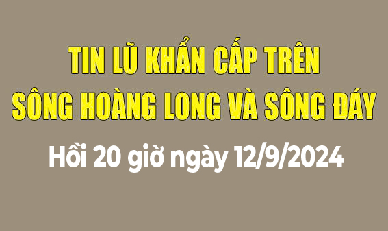 Tin lũ khẩn cấp trên sông Hoàng Long và sông Đáy (20h ngày 12/9/2024)