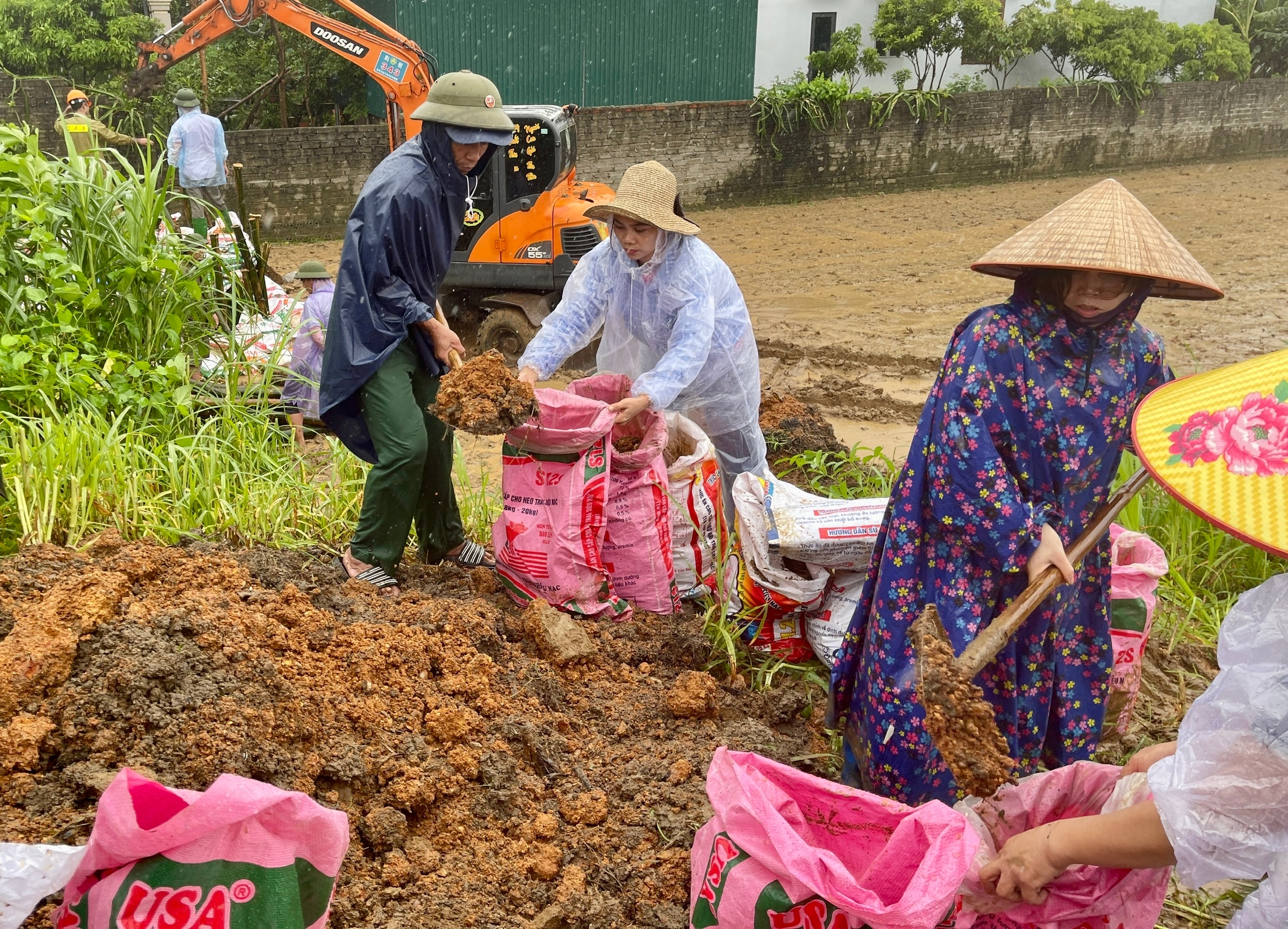 Khẩn trương xử lý nước rò rỉ qua thân đê khu Trung Dầu, xã Bình Phú, huyện Phù Ninh