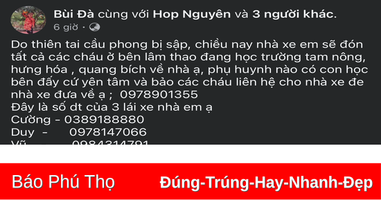 Ấm áp tình người sau sự cố sập cầu Phong Châu