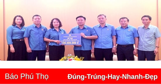 LĐLĐ tỉnh Thanh Hóa trao 100 triệu đồng hỗ trợ đoàn viên, người lao động tỉnh Phú Thọ bị thiệt hại do bão lũ