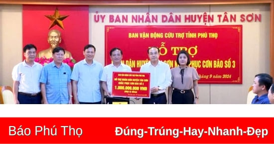 Head of the Provincial Party Committee's Propaganda Department presented support for natural disaster relief in Tan Son district