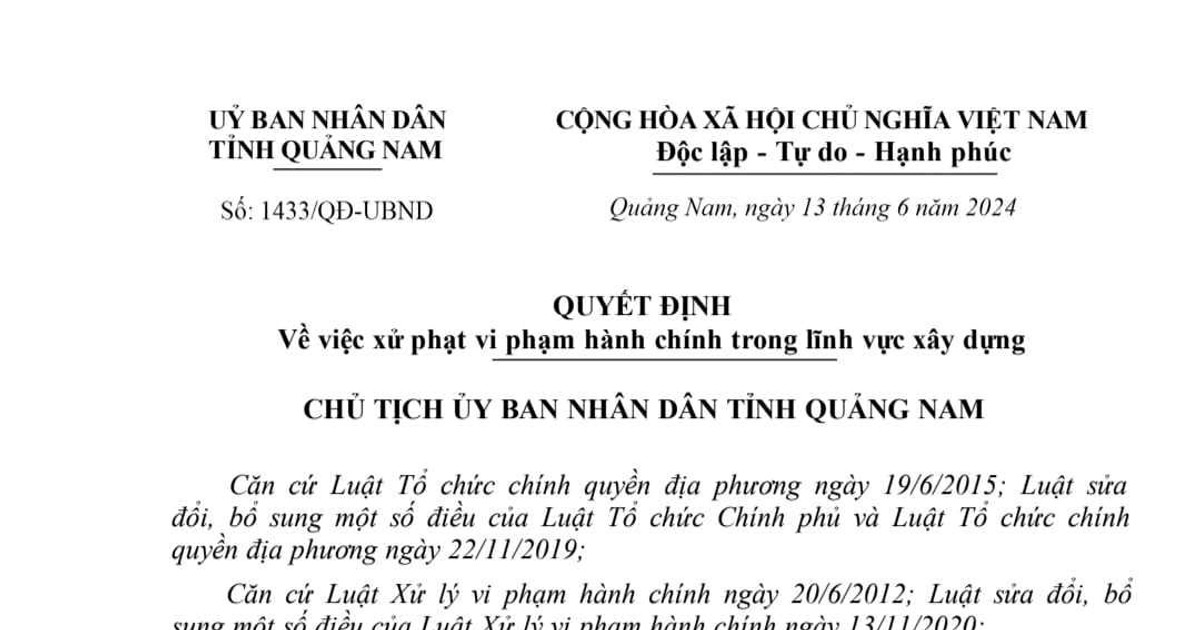 ธุรกิจแห่งหนึ่งถูกปรับ 130 ล้านดอง ฐานก่อสร้างโครงการโดยไม่ได้รับใบอนุญาต