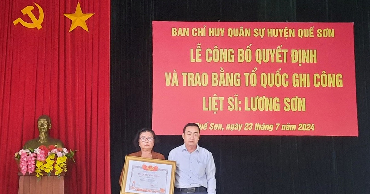 Quế Sơn trao Bằng Tổ quốc ghi công cho thân nhân liệt sĩ Lương Sơn