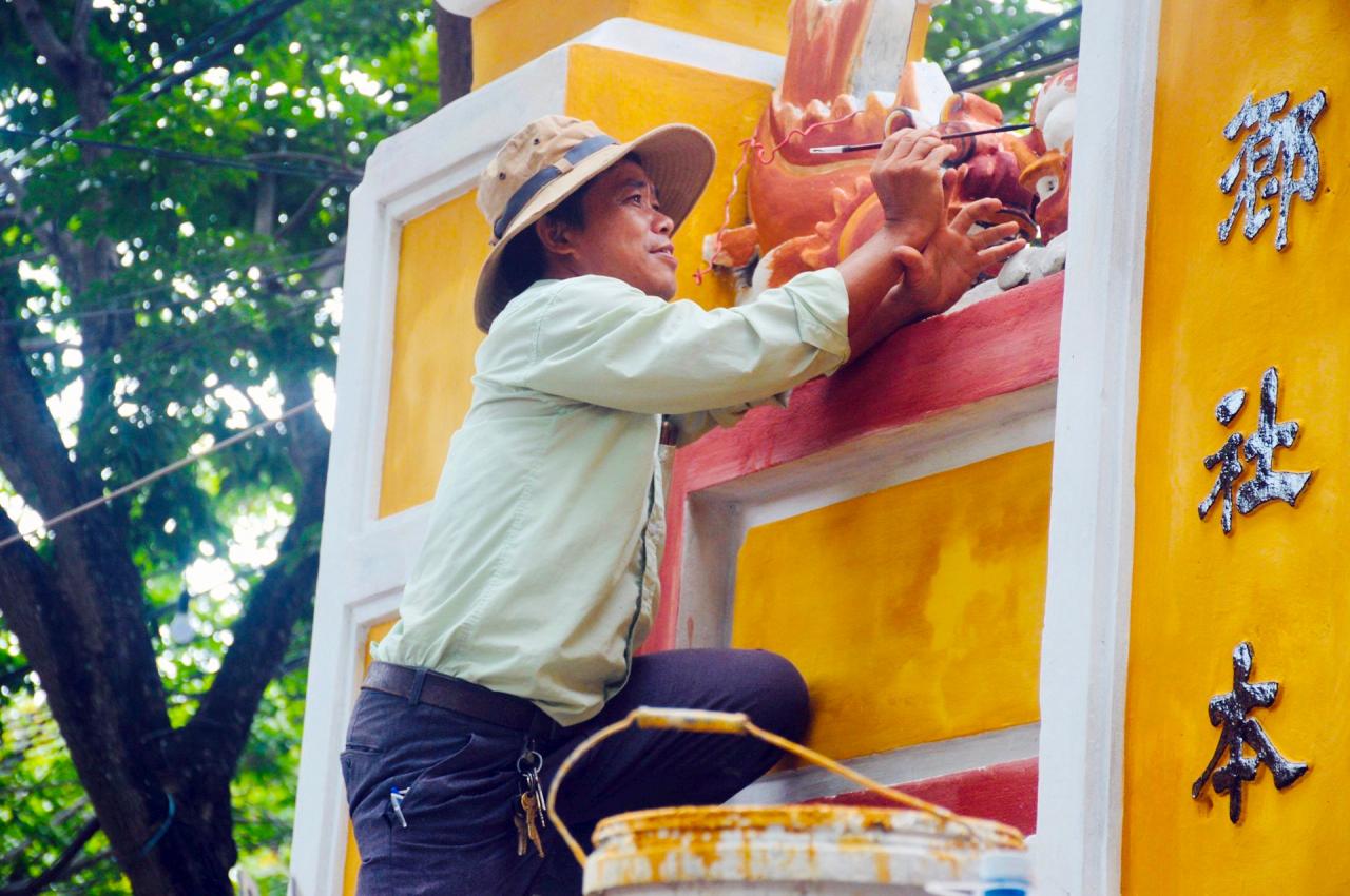 Monument restoration is a regular activity in Hoi An City. Photo: Q.T