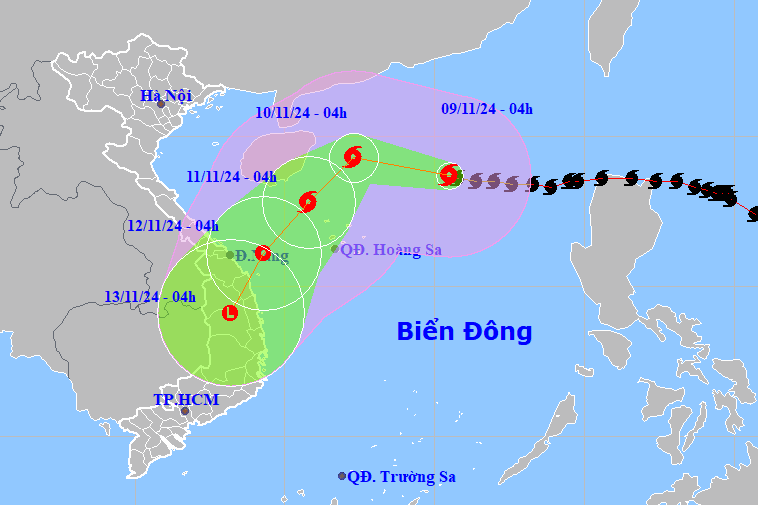 Bão số 7 Yinxing vẫn giật cấp 17, suy yếu khi vào biển Quảng Trị - Quảng Ngãi