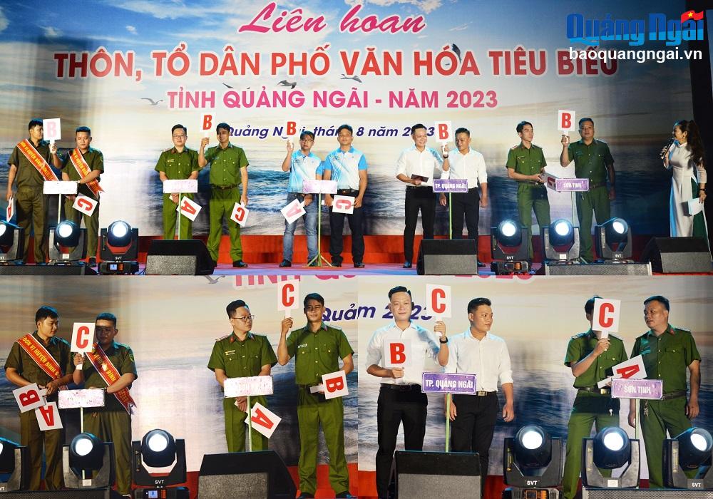 Các đơn vị tham gia phần thi kiến thức về phong trào Toàn dân bảo vệ an ninh Tổ quốc.