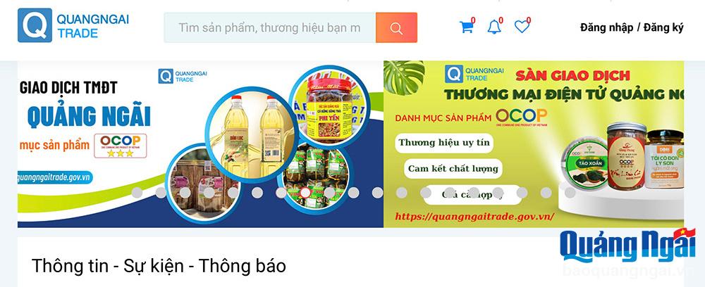 Giao diện sàn giao dịch thương mại điện tử Quảng Ngãi.