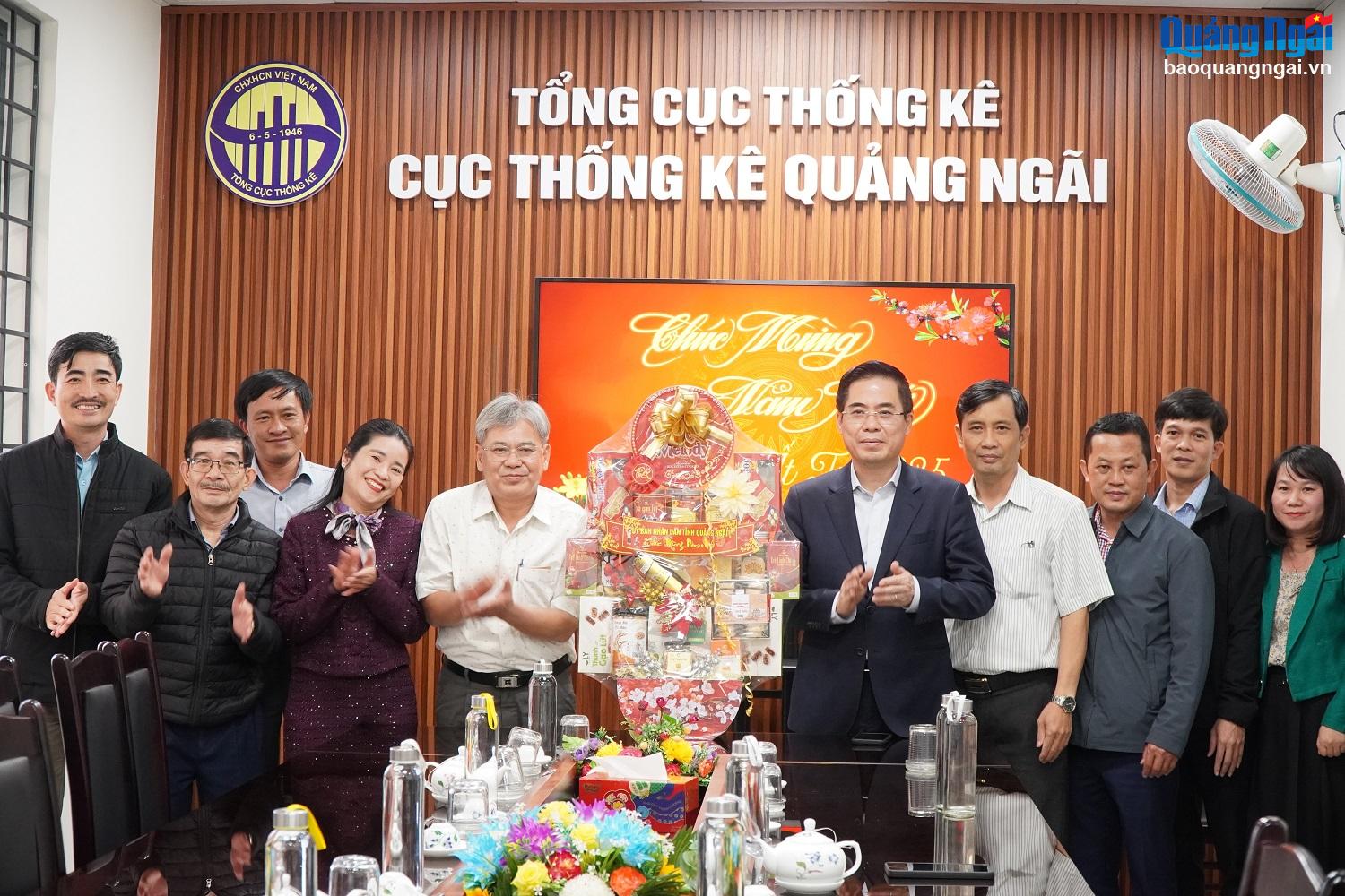 Chủ tịch UBND tỉnh Nguyễn Hoàng Giang thăm và chúc Tết tại Cục Thống kê tỉnh.