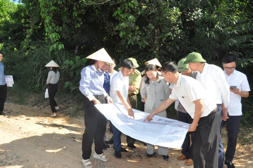 Đồng chí Vi Ngọc Bích cùng thành viên đoàn giám sát kiểm tra thực tế tại