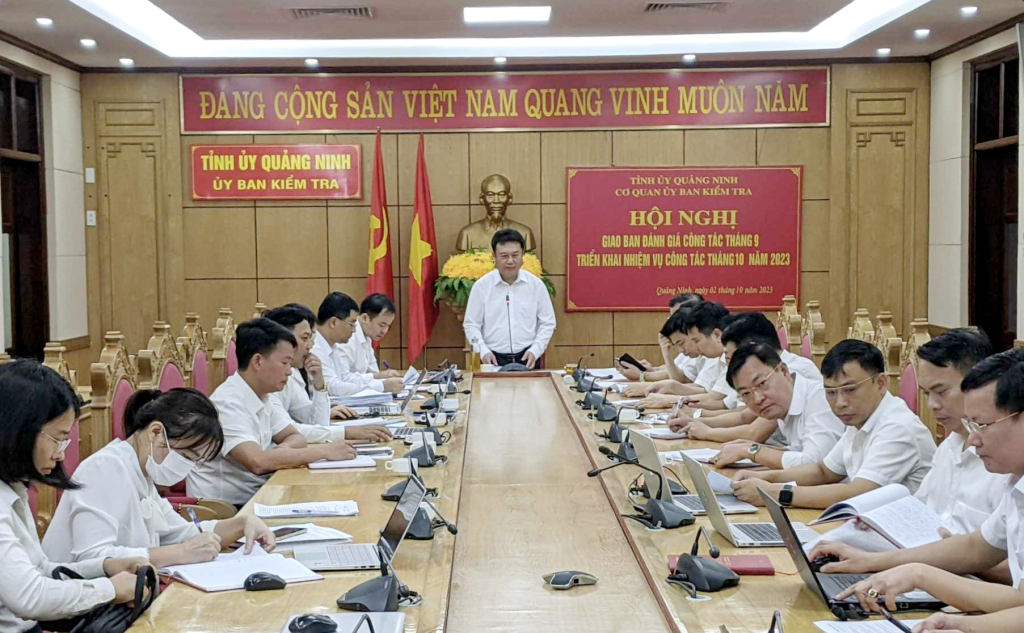 Hội nghị giao ban công tác kiểm tra, giám sát 9 tháng; triển khai nhiệm vụ công tác tháng 10 của Ủy ban Kiểm tra Tỉnh ủy.