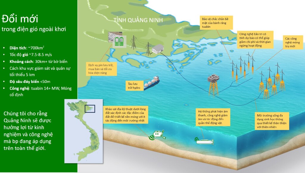 Tập đoàn BP đánh giá tiềm năng điện gió tại Quảng Ninh. 