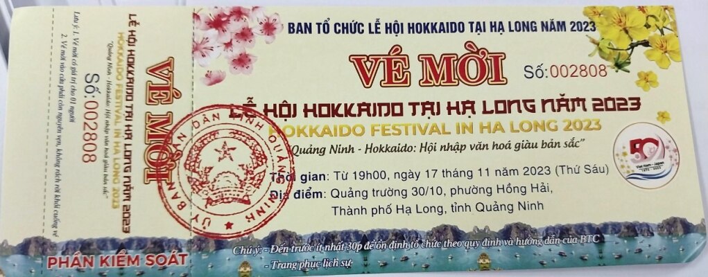 Vé mời chương trình nghệ thuật khai mạc khai mạc Lễ hội Hokkaido tại Hạ Long năm 2023.