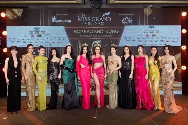 Dàn Hoa hậu, Á hậu đổ bộ buổi họp báo khởi động Miss Grand Vietnam 2024 - Ảnh 1.