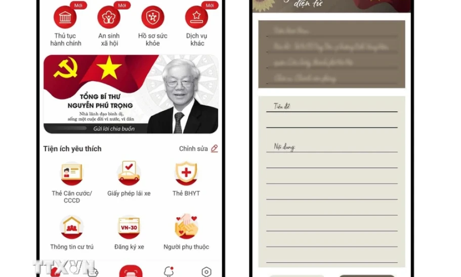 Hommage au Secrétaire général Nguyen Phu Trong à travers le livre de condoléances électronique sur l'application VNeID