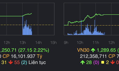 Chứng khoán vượt 1.250 điểm