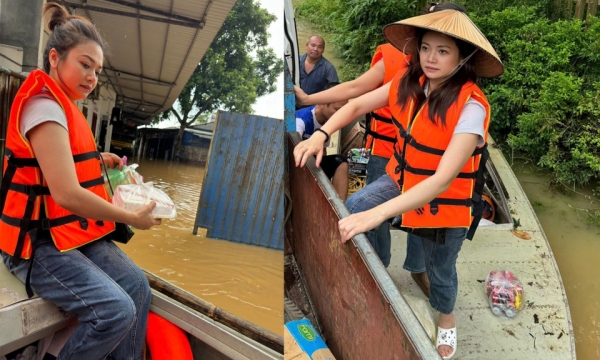 ド・ティ・ハさん、トゥイ・ティエンさん、そして多くのアーティストが洪水地域を訪問