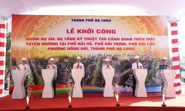 Beginn der Projektgruppe für technische Infrastruktur zur Schaffung einer Landschaft auf der Oberfläche des Kanals im Bezirk Hong Hai, Stadt Ha Long