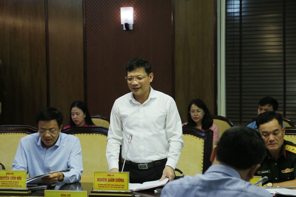 Comrade Nghiem Xuan Cuong, Vice Chairman of the Provincial People's Committee, spoke at the conference.