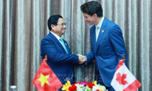 Pham Minh Chinh 총리, 캐나다 총리 Justin Trudeau 만나다