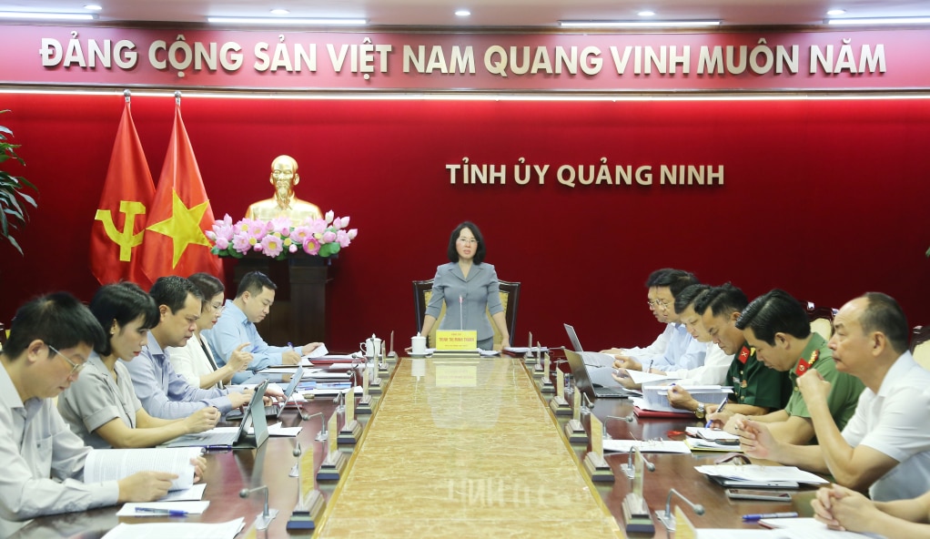 Comrade Trinh Thi Minh Thanh, Standing Deputy Secretary of the Provincial Party Committee, chaired and concluded the conference.