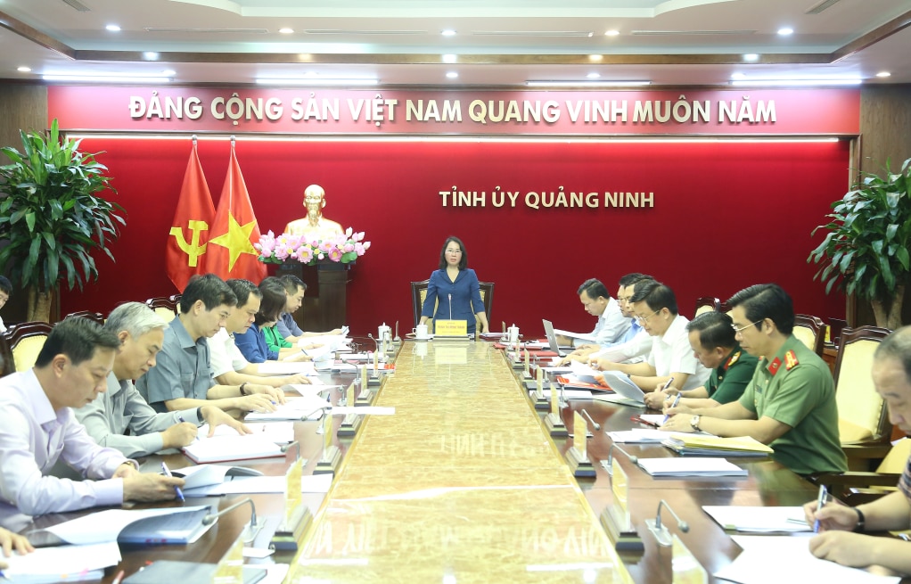 đồng chí Trịnh Thị Minh Thanh, Phó Bí thư Thường trực Tỉnh ủy chủ trì và kết luận hội nghị Ban Thường vụ Tỉnh ủy.