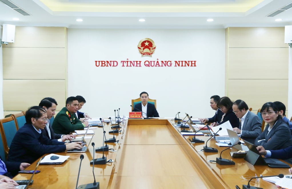 Quang cảnh hội nghị tại điểm cầu tỉnh Quảng Ninh.