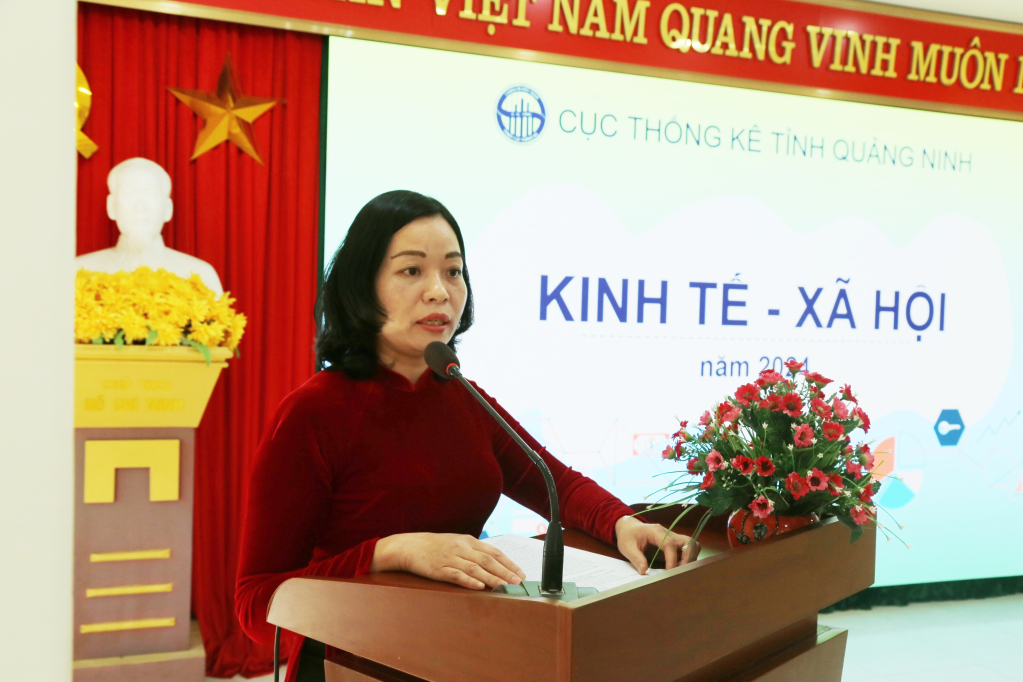 Lãnh đạo Cục Thống kê tỉnh thông tin tại buổi họp báo.