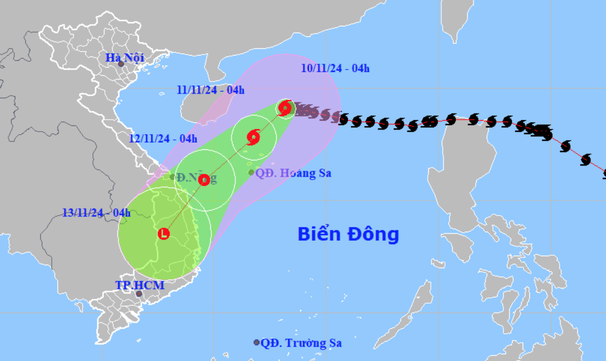 Bão Yinxing đang đổi hướng, đi về vùng biển Trung Bộ - Ảnh 1.