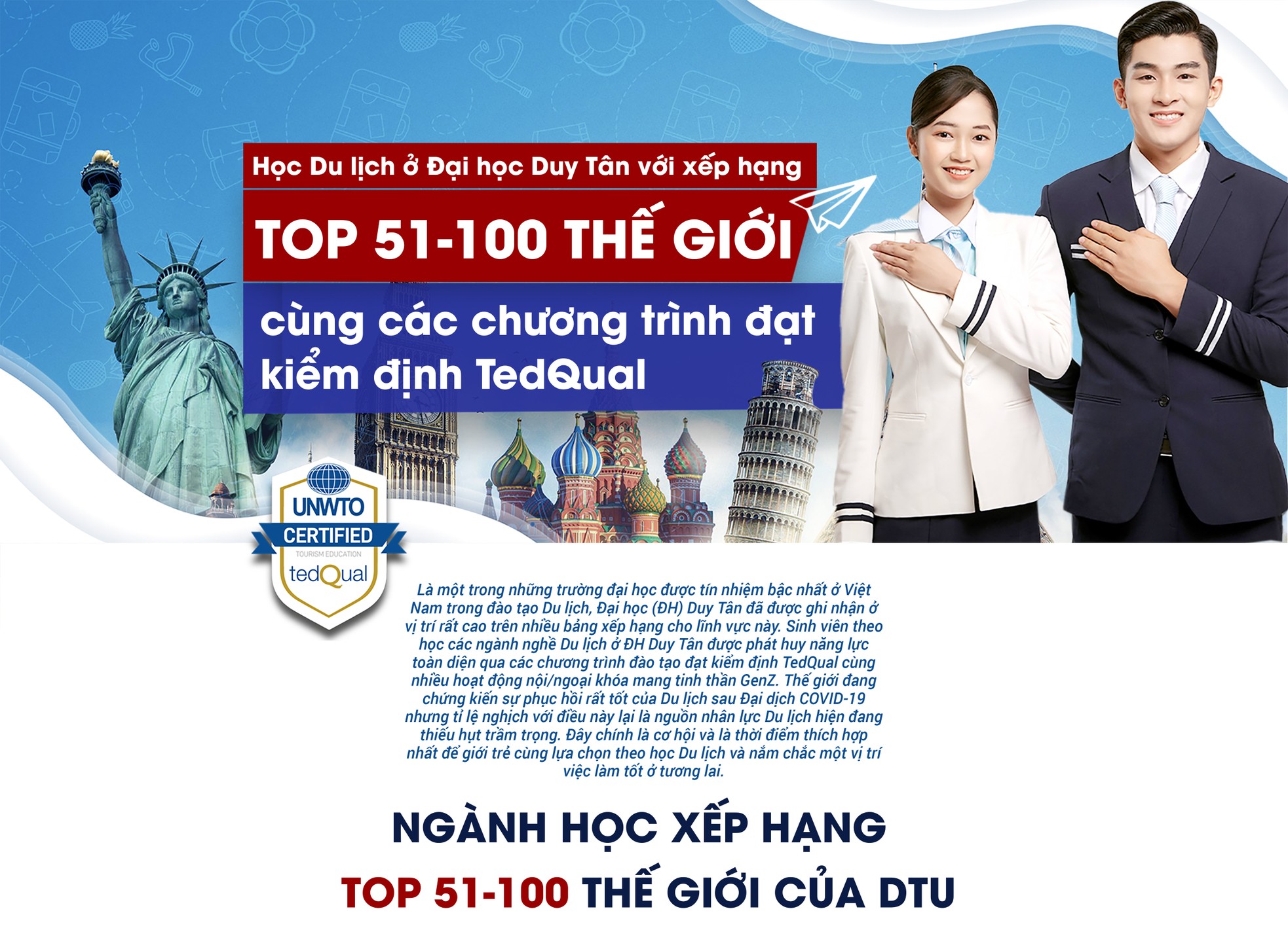 Học Du lịch ở Đại học Duy Tân với xếp hạng Top 51-100 thế giới ảnh 1