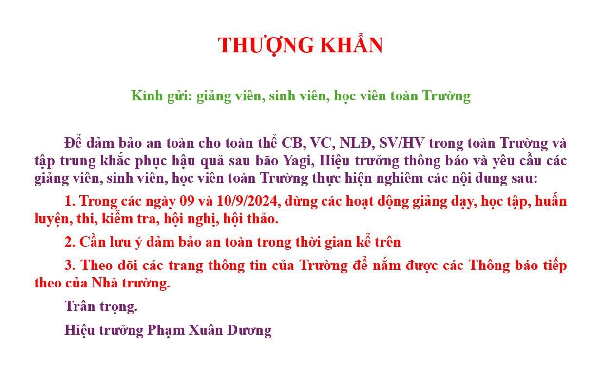 Nhiều trường đại học tiếp tục cho sinh viên nghỉ học, ra thông báo 'thượng khẩn' sau bão Yagi - Ảnh 2.