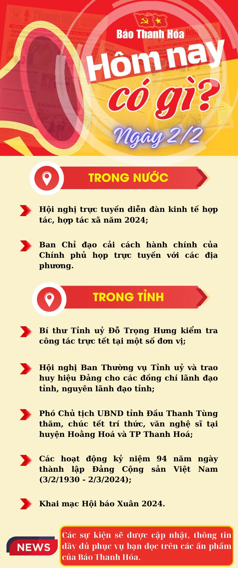 Hôm nay có gì? - Sự kiện nổi bật ngày 2/2/2024