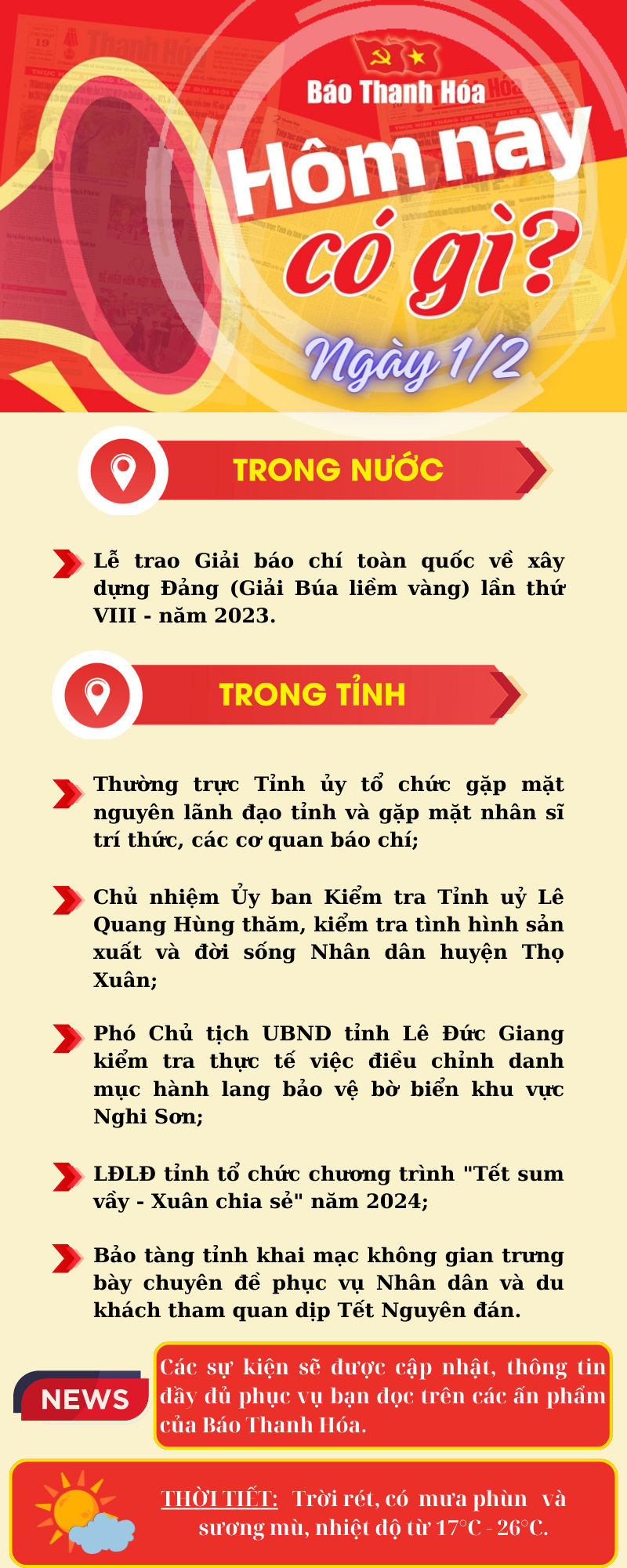 Hôm nay có gì? - Sự kiện nổi bật ngày 1/2