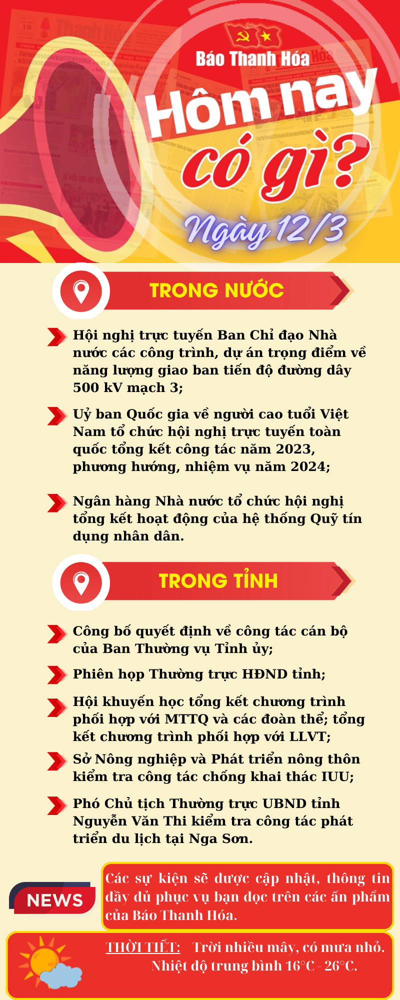 Hôm nay có gì? - Sự kiện nổi bật ngày 12/3/2024