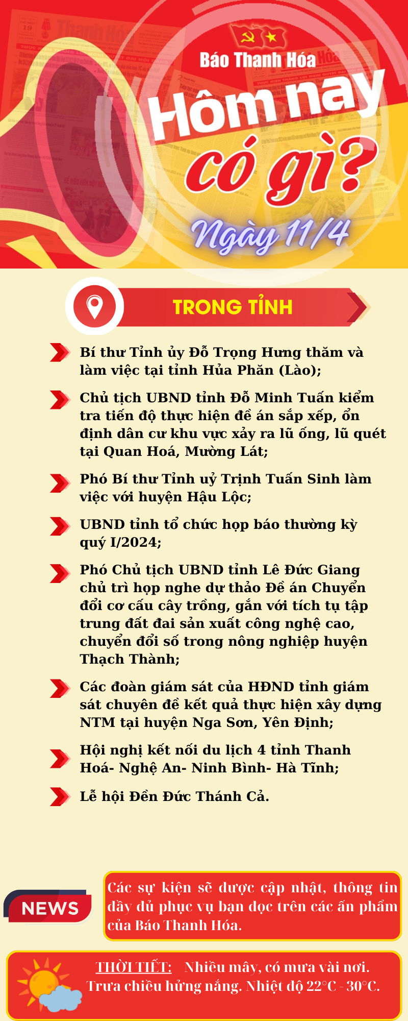 Hôm nay có gì? - Sự kiện nổi bật ngày 11/4/2024