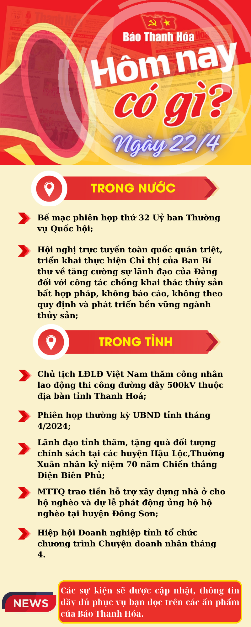 Hôm nay có gì? - Sự kiện nổi bật ngày 22/4/2024