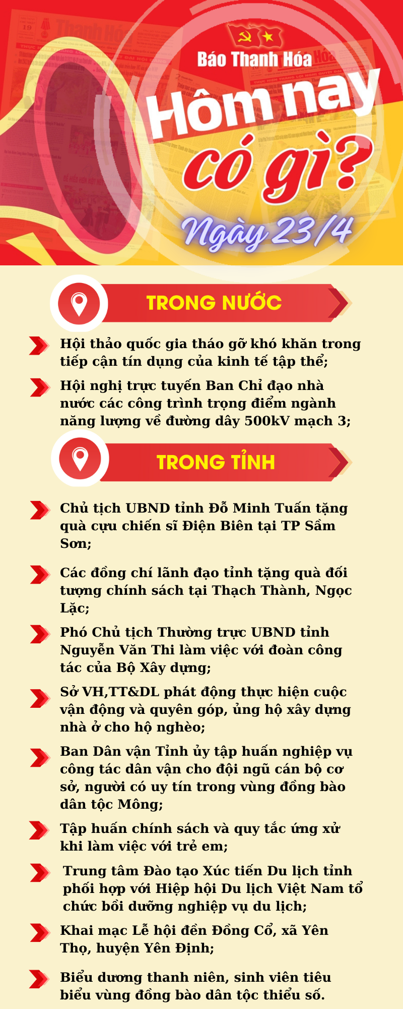 Hôm nay có gì? - Sự kiện nổi bật ngày 23/4/2024