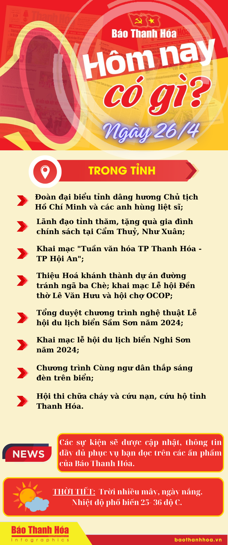 Hôm nay có gì? - Sự kiện nổi bật ngày 26/4/2024