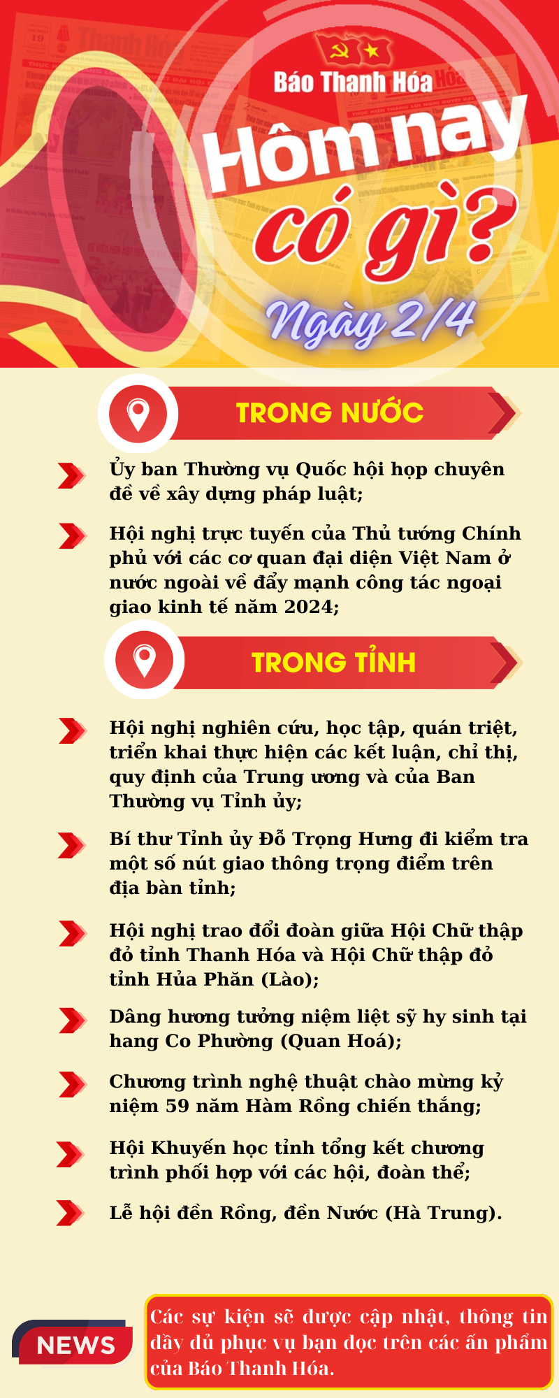 Hôm nay có gì? - Sự kiện nổi bật ngày 2/4/2024