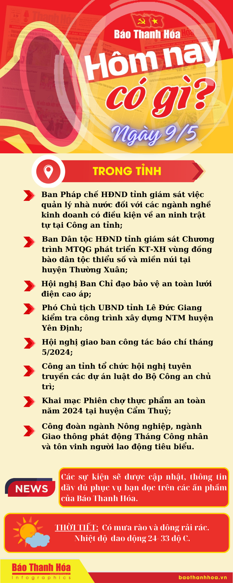 Hôm nay có gì? - Sự kiện nổi bật ngày 9/5/2024