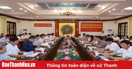 Đoàn khảo sát của Tiểu ban Văn kiện Đại hội XIV của Đảng làm việc với Ban Thường vụ Tỉnh ủy Thanh Hóa