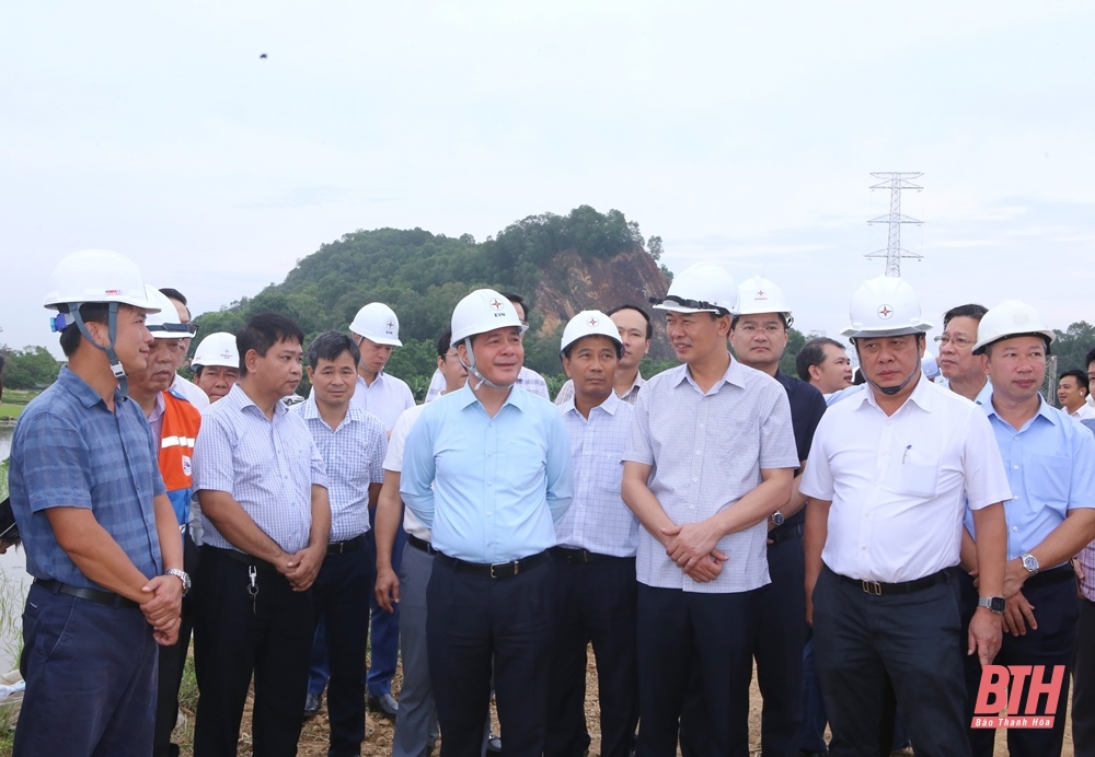 Bộ trưởng Bộ Công Thương Nguyễn Hồng Diên kiểm tra dự án đường dây 500kV Nhà máy Nhiệt điện Nam Định I - Thanh Hóa