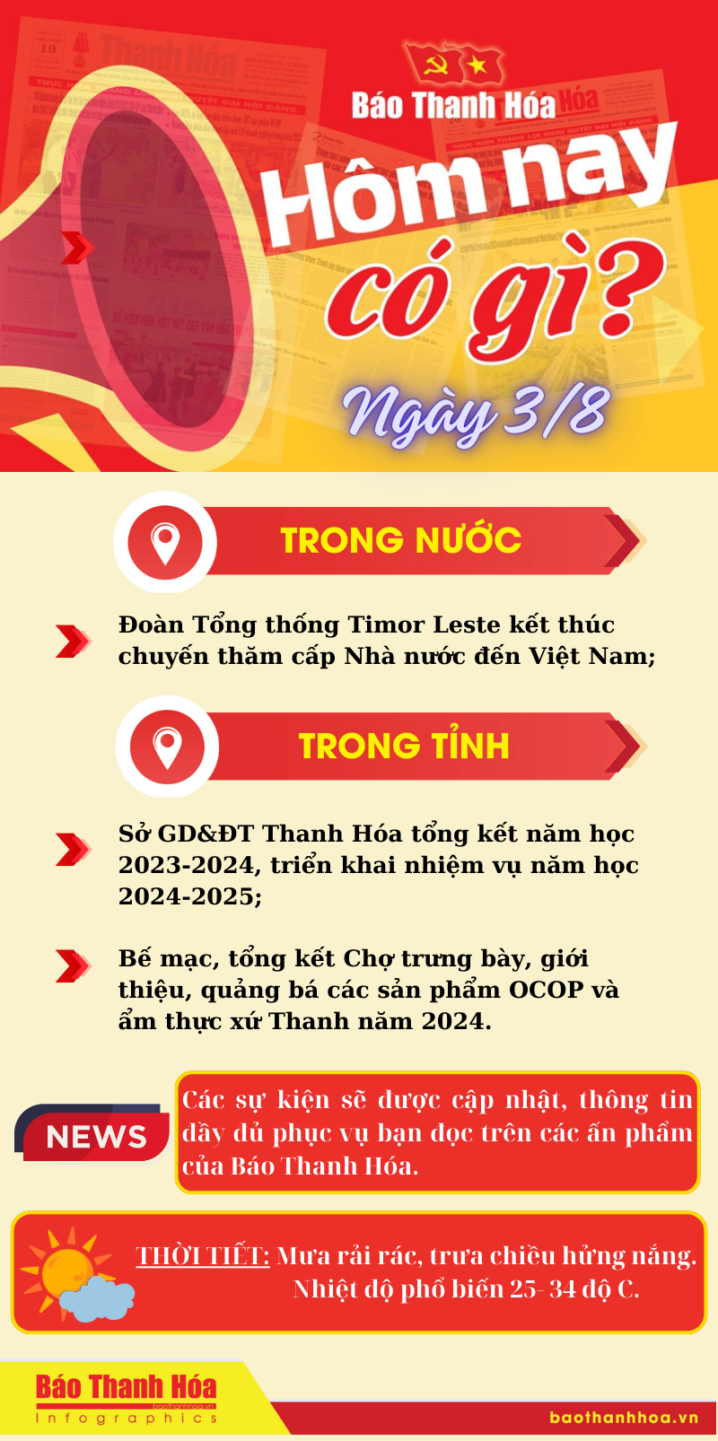 Hôm nay có gì? - Sự kiện nổi bật ngày 3/8/2024