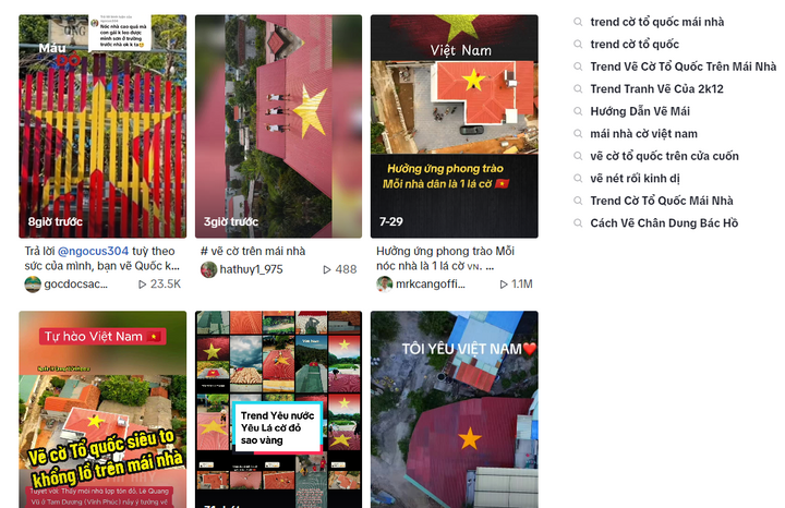 Der Trend, Dächer in vietnamesische Flaggen zu bemalen, sorgt auf TikTok für Furore. (Screenshot)